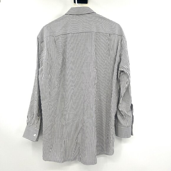 Zanella Made in Italy Gray Striped 100% Cotton Button Up Shirt Men's 17.5" - Picture 4 of 4